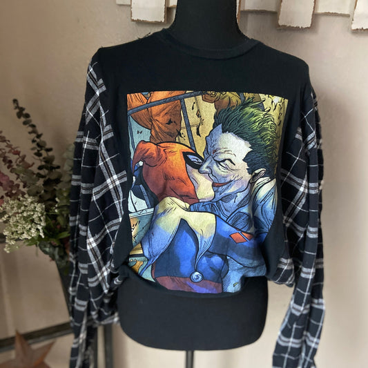 Harley Quinn and The Joker Refashioned Flannel