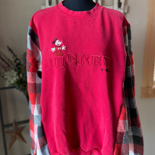 Mickey Mouse Refashioned Sweatshirt Flannel