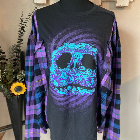 Nightmare in Purple and Blue Refashioned Flannel