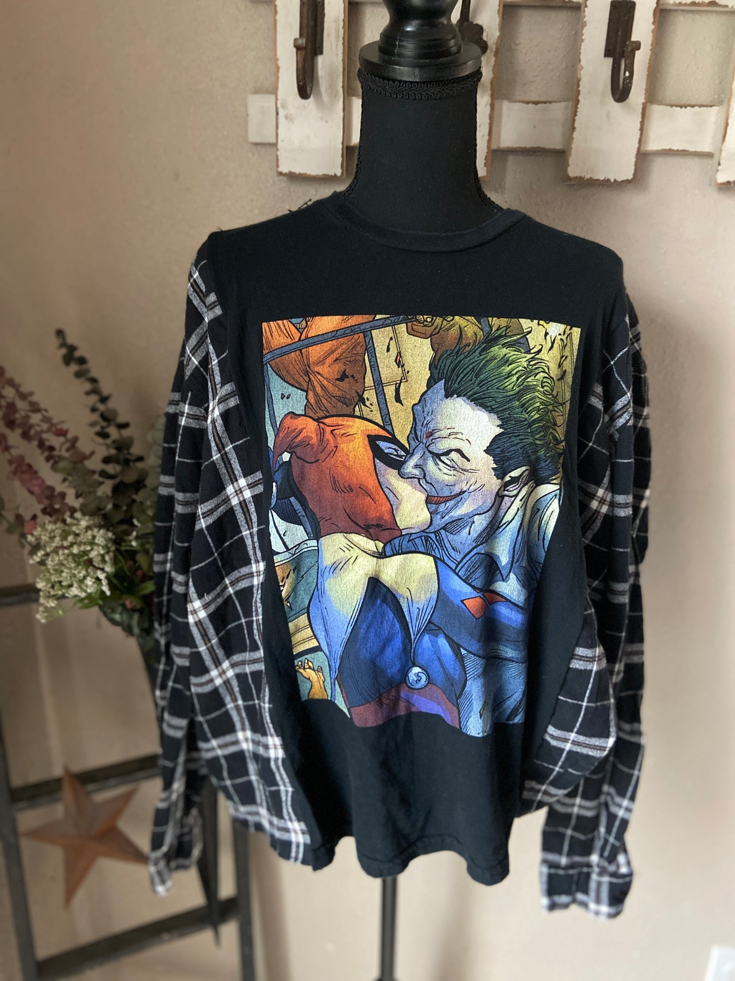 Harley Quinn and The Joker Refashioned Flannel